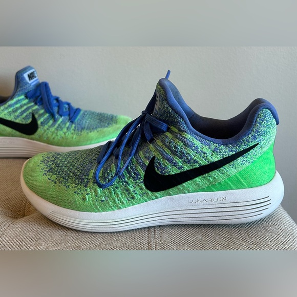 Nike LunarEpic Flyknit 2 Women’s Blue & Green Running Shoes - Size 7 - Picture 2 of 11